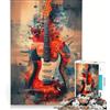 JIANGENNF Puzzle per ragazzi da 1000 pezzi con chitarra musicale in stile graffiti, giochi rilassanti, attività divertenti da fare a casa, gioco dal design accattivante 38x26cm