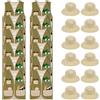 XJGQZ Set di 24 costumi da esploratore per bambini, 12 cappelli da safari e 12 | Cappello 27 x 12,5 cm; gilet 33 x 45 cm; poliestere e plastica resistenti; design pull-on; temi della giungla