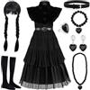 MWZEAUL Costume Halloween per Bambina, Vestito Halloween Carnevale Ragazza Costume con Parrucca e Accessori, Costumi Vestiti Bambina per Halloween Carnevale Party Cosplay per Ragazza 5 6 Anni, 120 cm