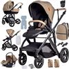 Dziranam Passeggino 4 in 1 con maniglione regolabile in altezza,Marrone | Imbottitura calda e morbida, telaio robusto in alluminio per ogni uscita