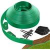 Cretee Bordo paesaggistico con 30 punte di ancoraggio, 5 cm di altezza x 10 m, kit di bordura da giardino, bordo in plastica flessibile, per aiuole, prato, vialetto (verde, 10 m)