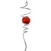 CIM Girandola decorativa Acciaio inox, Gioco a vento - ORBIT SPIRAL TAIL RED - 7,5 x 28 cm, sfera di vetro colorato Ø 5cm - con cuscinetto girevole, gancio, 1m corda di nylon e sfera di vetro