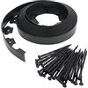 STI Bordo prato Bordura flessibile 10mt x 50mm kit con 30 chiodi aiuole giardino flessibile Nero