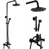 NeierThodore Olio Lucidato Bronzo Rubinetto Doccia Set Completo Sistema Doccia 8 Doccia a Pioggia 2 Manopole Croce Miscelatore Montaggio a Parete Bagno Doccia Vasca Rubinetto Bagno Apparecchi Da