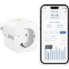 Meross Presa Smart WiFi con Monitoraggio Energetico, 3840W, 1 Pezzo, 16A | Presa Intelligente per Fotovoltaico, Compatibile con Alexa, Google Home e SmartThings, Controllo Vocale e Remoto App