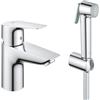 Grohe Start Edge Miscelatore Monocomando per Lavabo Taglia S, Cromo, Manopola doccia con deviatore integrato, Installazione veloce, 23773001