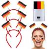 Aribliseza Deutschland Flaggen Haarreifen Set, 4 pezzi, 3x cerchietti + 1x colore viso, articoli per tifosi di calcio WM 2026 per donne e uomini