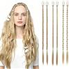 HABVPU 6 Pezzi Extension Capelli Clip Treccine Africane, Trecce Finte per Capelli Biondo con Clip, Extension per Treccine in Fibra Sintetica per Donna e Ragazza