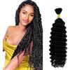 Evaxilc Deep Wave Bulk Human Braiding Hair for Boho Braids Human Hair Extension Capelli Umani Unprocessed No Weft Bulk Braiding Hair #1B Natural Black 50g/Bundles 14 Inch