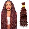Jucames Extension di capelli umani ondulati profondi, non trattate, Remy, senza trama, colore castano rossastro, da donna, 30,5 - 30,5 cm