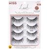 Kiss Lash Couture Naked Drama Collection Ciglia finte multipack 01 con fascia flessibile ammortizzata, stile ruffle, volume pieno e soffice, 4 paia di ciglia finte