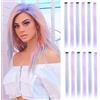 Noaxylic 10 Pezzi Extension per Capelli Colorati, Extension Colorate, Parrucche Capelli Clip Colorati, 22 Pollici Lungo Dritto, Parrucche per Pelo Colorate, per Donna, Ragazze, Party, Festival