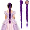 Galenecx Lunghi Viola Capelli Extension, 26 Pollici Prestirati Sintetici Viola Capelli Trecce, con elastico anelli, per Treccine capelli Bambina Donna per Festa Costume Quotidiano
