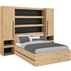 Vente-unique-Letto con contenitore e ponte 140 x 190 cm le e Nero - LUDARO