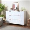 FEEOHOME Cassettiera bianca con 6 cassetti, grande armadio portaoggetti bianco, armadio con cassetti con supporto in metallo per soggiorno, camera dei bambini e camera da letto, 100 x 34 x 72 cm