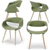 REDÒKASA Sedia in polipropilene DILETTA con gambe in faggio, resistente ai raggi UV, design moderno, ideale per sala da pranzo, cucina, sala d'attesa, bar, ristoranti (4, Verde Oliva)