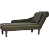 Traylux Chaise longue con cuscino e bracciolo destro, in ecopelle verde militare, ergonomica, imbottita, versatile, per soggiorno e camera da letto, design moderno, comoda seduta