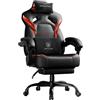 GTPLAYER Sedia da gaming, con poggiapiedi, cuscino lombare, poggiatesta, regolabile in altezza, braccioli regolabili con poggiapiedi, 200 kg, girevole, colore rosso