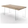 Emporio Arredo Milano Tavolo/Scrivania Dylan piano in legno finitura Rovere | gambe in vetro trasparente, Misure: 180 x 90 cm