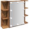 vidaXL Mobile a Specchio con LED Legno Antico 70x16,5x60 cm