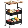 YNNHUDEEP Carrello da cucina a 3 livelli, carrello da cucina con piano di lavoro, carrello per bricolage, carrello da portata, scaffale per snack, carrello portaoggetti con ruote per cucina, soggiorno