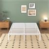 Lutown-Teen Struttura Letto Matrimoniale 150 x 190 cm, Con Gambe Rotonde- Altezza 36 cm, Rete Matrimoniale a Doghe in Metallo, Bianco