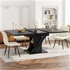 Merax Tavolo da pranzo allungabile, 110-140 x 80 x 75 cm, per 4-6 anni, effetto marmo nero, struttura in metallo, per sala da pranzo, cucina e soggiorno