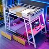 luckdect Letto a soppalco a 2 posti 90 x 200 con LED, letto a castello 90 x 200 con porte USB e Type-C, 2 scomparti di stoccaggio, letto in altezza in metallo con scrivania e mensola, letto a castello
