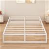 Yicensen Letto Piazza e Mezza 140x190 cm in Metallo con Doghe Acciaio, Nero | Portata 500 kg, Altezza 30 cm, Silenzioso, Montaggio Facile, Pieds Antidérapants, Bianco