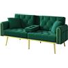 Azkoeesy Divano Letto a 2 Posti con Portabevande 175 cm, Colore Verde