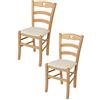 t m c s Tommychairs - Set 2 sedie modello Cuore per cucina bar e sala da pranzo, robusta struttura in Legno di faggio color naturale e seduta rivestita in tessuto colore avorio