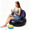 Jinfanshurich Pouf gonfiabile, divano gonfiabile con pompa a pedale, floccato, per interni, esterni, balcone, giardino, 77 x 77 x 58 cm (blu scuro)