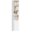 FirFurd 186,4cm Libreria Verticale, Libreria Salvaspazio a 6 Ripiani Bianco | Vetrina Espositiva a 4 Scomparti Aperti,Librerie Stretta,per Appartamenti Piccoli,Soggiorno,Studio e Ufficio,35x24x186,4 cm