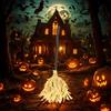 PARTY GO Decorazioni Halloween Scopa Magica Mobilea con i Piedi, Si Muove e Geme Adatte per Feste di Halloween, Case Stregate, Prati E Giardini All'Aperto