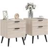 HOMCOM Set 2 Comodini Stile Nordico Base Sollevata 40x40x50 cm Rovere