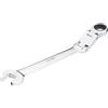 Vigor V6752-18 - Chiave combinata a cricchetto con doppio snodo, meccanismo a cricchetto dentato sul lato anello, colore: Argento