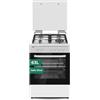 Svan Fornello Gas Butano 4 Zone di Cottura, Forno 63 L, Bianco SKGW4602. Controllo manuale, bruciatore WOK tripla fiamma, 2 programmi di cottura, vetro a doppia porta a doppio strato, coperchio