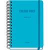 Dohe - Agenda scolastica 2025 2026 - Vista settimanale, formato A5 (15 x 21 cm), spagnolo e inglese, chiusura a doppia spirale e gomma, copertina rigida, 4 pagine di adesivi - COLOUR VIBES Cyan