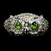 Egemdiamond 925 Anello Argento Sterling Ovale Cromo Diopside Peridot Gemma Gufo Gioielli 8.5