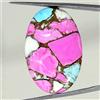 Handmade 31.50Cts Candy Pink Copper Turquoise Gemma Lastra Ovale Sfusa 22x33x5mm