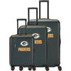 travelite NFL Set Valigie Rigide Green Bay Packers, 3 pezzi S/M/L, 36/80/103 L, guscio rigido ABS, set valigie con lucchetto TSA, 4 doppie ruote ed espansione taglia M