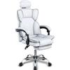 BAKAJI Sedia da Ufficio Ergonomica con Rotelle Girevoli a 360°, Poltrona Gaming da Scrivania con Seduta Imbottita ad Altissima Densità, Schienale Reclinabile e Alzata Regolabile a Gas (Bianco)