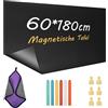 GDWD Pellicola magnetica autoadesiva, 60 x 180 cm, con 6 gessetti, 6 magneti per casa, ufficio, scuola, fai da te (nero)