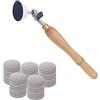 XQ_PJDX Levigatrice a ciotola, strumento di levigatura per la lavorazione del legno, con cuscinetto in PU da 5 cm e manico in legno duro lungo 30 cm, totale 50 dischi di carta vetrata in grana