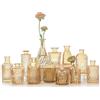 SUPMIND Set di 12 vasi in vetro, piccoli vasi per fiori color ambra, per centrotavola, mini vasi vintage per matrimoni, casa, decorazione da tavolo