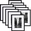 Giftgarden Set di 10 cornici nere per foto da 20 x 25 cm, con passepartout o foto da 20 x 25 cm senza passepartout, cornici multiple per esposizione da parete da tavolo
