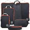 TRIPPED Travel Gear - Set di 7 cubi da imballaggio a compressione da viaggio per bagagli, ultraleggeri, espandibili, sacchetti a compressione per vestiti di TRIPPED Travel Gear (grigio/arancione)