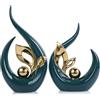 LCCCK Sculture astratte in oro verde, decorazione per la casa, statua d'arte in ceramica roba fresca da mettere su scaffali e supporto TV, decorazione per centri di intrattenimento con accento dorato