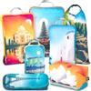 TRIPPED Travel Gear, set di 7 cubi da imballaggio grandi per bagagli da viaggio, ultraleggeri, espandibili e a compressione per vestiti, (motivo: Bucketlist)