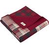Woolrich John Rich & Bros. Woolrich Coperta trapuntata di lusso, stile di vita, patchwork con alce per tutte le stagioni, leggera e traspirante, comoda, per divano, 127 x 177,8 cm (larghezza x lunghezza), colore: rosso tramonto